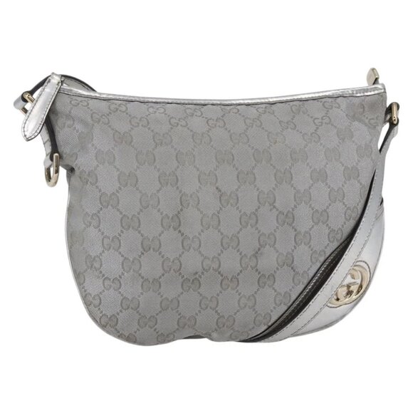 GUCCI GG Canvas Newbrit Shoulder Bag Silver Gold 169998 Auth 146706 - Picture 2 of 16